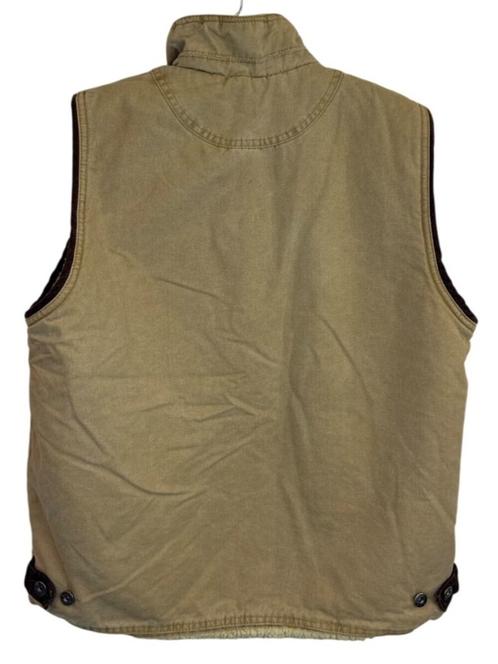 Wrangler Hero Sherpa Lined Canvas Vest Men's M Full Zip Tan Corduroy Trim - Picture 2 of 13